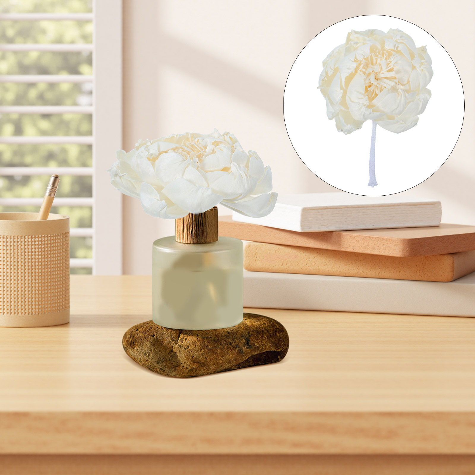 Home Fragrance Oil Diffuser - Şakayık Başlı Koku Difüzörü 12Cm Yapay